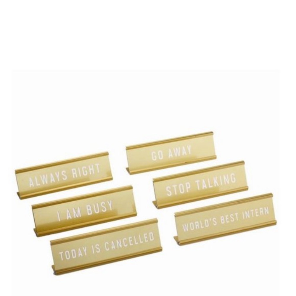 🆕Go Away Nameplate Desk Sign in Metallic Gold